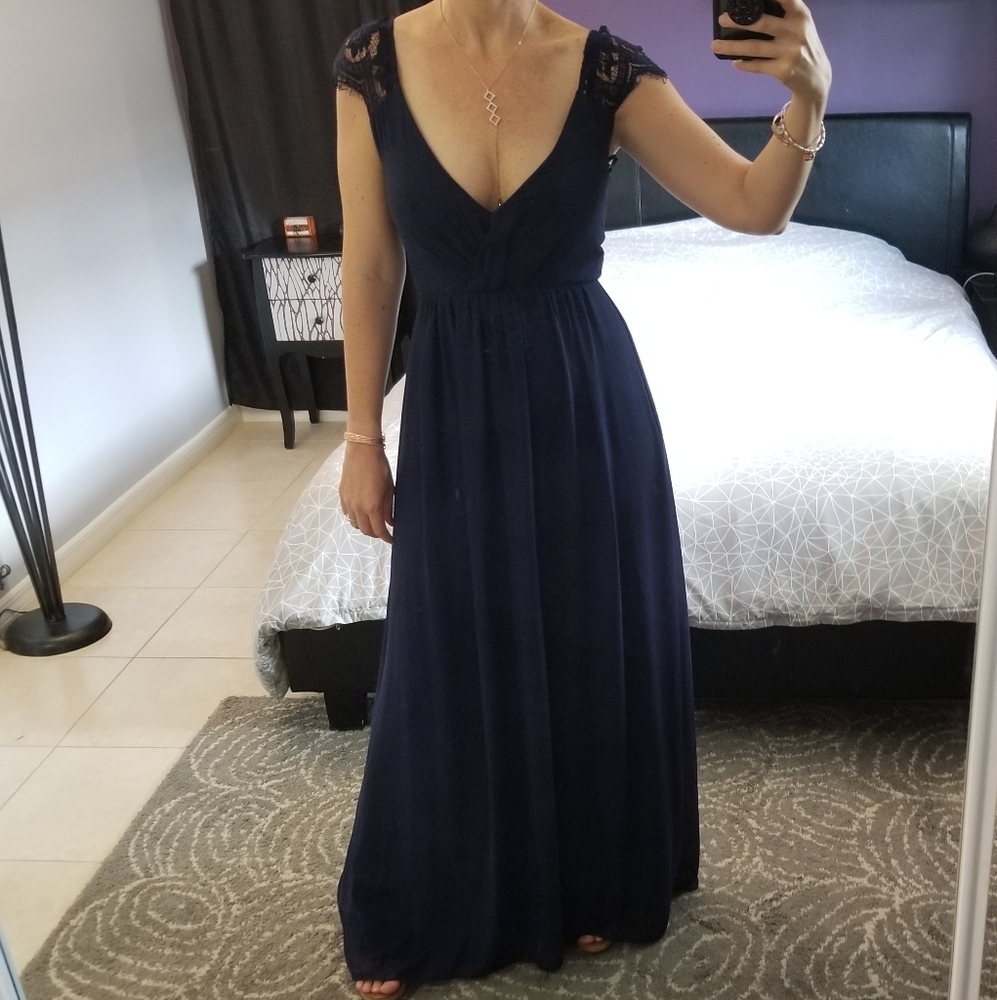 Lulus navy maxi dress with lace
